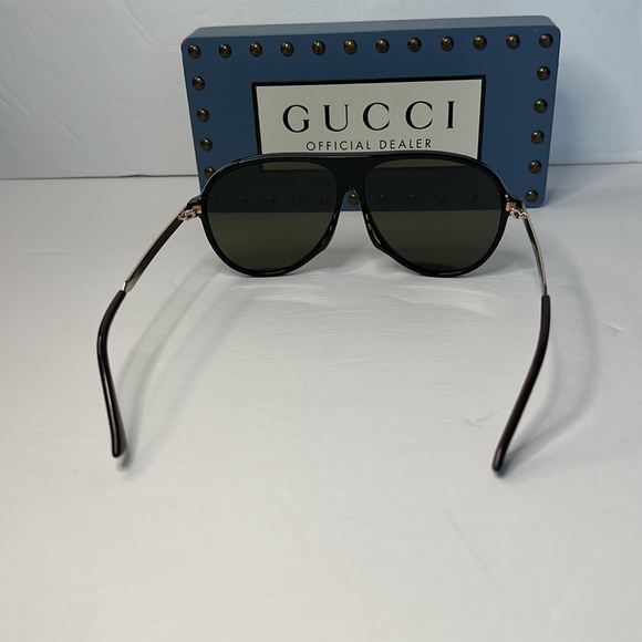 💯 - New - GUCCI GG0829SA 002 aviator sunglass black and ruthenium frame with… - Picture 8 of 16